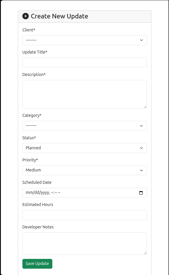 Client Update Management System